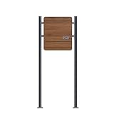 SCHARTEC Standbriefkasten SBS-SPB-5 Holz Design dunkel Briefkasten freistehend mit Zeitungsfach Stand Briefkasten stehend Postkast