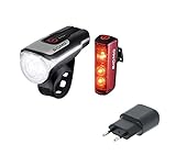 SIGMA SPORT - LED Fahrradlicht Set Aura 80 und Blaze | StVZO zugelassenes, akkubetriebenes Vorderlicht und Rücklicht mit Bremsfunktion incl. Stecker Netzteil