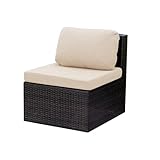 HonunGron Outdoor Sofa Sitzkissenbezug Wasserdicht, Terrassenstuhl Stretch Sofakissen Bezug Abnehmbar, Wetterfest Sofabezug für Garten Möbel aus Rattan (Beige,1 Sitzer)