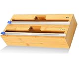 YDFYX Folienschneider,Frischhaltefolie abroller, Folienspender ​Aus Bambus Frischhaltefolie, Wachspapierrolle Bambusholz Organizer Für Küchenschublade (2 Steckplatz)