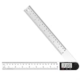 Hasaller Winkellineal, digitaler Neigungsmesser, Winkelmesser, digitaler Winkelmesser, 200 mm Längen- und Winkelmessung mit LCD-Display, Edelstahl, Holzbearbeitung, Winkeldetektor für den Bau