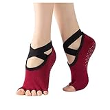 FnnEmg Zehensocken Damen Sommer Yoga Socken atmungsaktive Radsocke Anti-Schlupf nahtlos for Frauen und rutschfeste EIN bisloses halbe Zeh-Socken for Balletttanz Zehensocken (Size : Red)