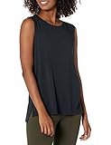 Amazon Essentials Damen Yoga-Tanktop aus weicher Baumwolle in lockerer Passform (in Übergröße erhältlich) (zuvor Core 10), Schwarz, L