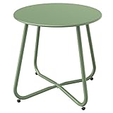 Grand patio Beistelltisch Kaffeetisch Rund Garten Beistelltisch Outdoor, Leicht, Stabil, Einfacher Aufbau, Kleiner Sofatisch ideal für Draussen, Wohnzimmer, Schlafzimmer, Büro (Salbeigrün)