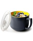 NUTRIUPS Mikrowellen Keramik Suppenschüssel mit Henkel, 900ml Suppentassen mit Henkel, Kaffeetasse Groß