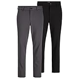 JACK & JONES Chino Hose Herren Regular Fit – Chinohose Männer im 2er Pack aus Recyceltem Polyester – Klassische Performance Pants Herren Hose mit Stretch, Mid Rise, Umschlag-Saum