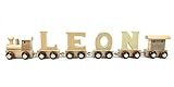 Buchstabenzug Namens-Set Lok + Leon + Endwaggon | EbyReo® Namenszug aus Holz | personalisierbar | Geschenk zur Geburt | Taufgeschenk | Geschenk zu Einschulung (Leon)