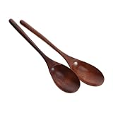 TOKIDNY 2 Stück Holzlöffel Ergonomisch Geformt Vielseitig Einsetzbar für Kochen Servieren Rühren Salat Suppe Küchenzubehör aus Hochwertigem Holz mit Handgefertigtem Finish