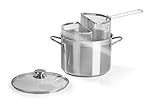 Barazzoni 421049524 Spaghetti-und Pastatopf mit Zwei Siebeinsätzen, ø 24 cm, Inhalt 7,25 l, Edelstahl 18/10, hergestellt in Italien, Grau