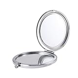 Beatifufu Tragbarer Faltbarer Kosmetikspiegel Doppelseitig mit Strasssteinen Runder Schminkspiegel in Hellgrün Kompakt und Handlich für Damen und Mädchen Hochwertiger Klappspiegel für