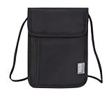 Brustbeutel mit RFID Schutz, Weicher Brustbeutel zum Reisen, Unisex Reisegeldbeutel, Reisen Passport Tasche Kleine für Kreditkarten Münzen, Schwarz