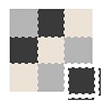 TULANO Gioco 15 | Puzzlematte Krabbeldecke Schaumstoff Spielmatte Schaumstoffmatte Krabbelmatte für Kinder | 9 Puzzle 39x39x1cm 12 Randstücke | Wasserdicht rutschfest | Dunkelgrau Hellgrau Beige