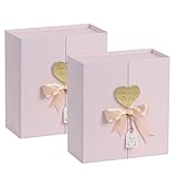 CHARMGIFTBOX Geschenkboxen mit Deckel, 17,8 x 17,8 x 7,6 cm, 2 Stück, kleine rosa Geschenkbox mit Schleife, ausgefallene Geschenkpapierboxen für Festival, Jahrestag, Trauzeugen, Antrag, Hochzeiten,