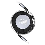 TIANQUXNGI UsbC TypeC Kabel 100W Schnellladung und Datenübertragung, ausziehbare Länge, geeignet für verschiedene Geräte
