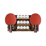 Paddel-Wandregal, große Kapazität, Paddel-Display-Halter, Aufbewahrung, Organizer, Wandmontierter Paddelhalter, kompakte Schlägerhalterung, Tischtennisständer für 6 Schläger und 12 Bälle