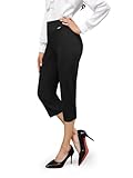 Tapata Damen Hose Sommer für Frauen 3/4 Capris Hosen Freizeit Leichte Sommerhose Crop Büro Bürohose, Schwarz, L