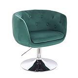 SVITA Panama Retro Loungestuhl Polsterstuhl Cocktailsessel Tellerfuß (Dunkelgrün, Samt)
