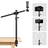 JEBUTU OS01 Tischstativ Overhead Stativ Handy, 32.5-55cm Einstellbar Kamera Halterung für Klein Kamera, klemmstativ mit Flexible Arm & 1/4' Kugelkopf für Webcam, Ringlicht, Live Streaming