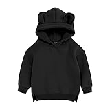 Säuglingsjungen Solid Ear Kleinkind Sweatshirt Cute Top Mädchen Baby Hoodie Boys Tops Jack Junior Kapuzenpullover (Black, 3-4 Years)