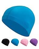 Badekappe Kinder Stoff (4-10 Jahre) – Bequem, Langlebig & Hochelastisch (Hellblau)