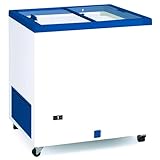MBH - Professionelle Kühltruhe 85 cm und 220 Liter mit Glasschiebetüren. Industrielle Gefriertruhe für Bar, Restaurant und Catering.