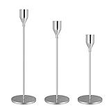 GoMaihe Kerzenständer 3 Set in Unterschiedlicher Größe, 33/28/24cm Kerzenhalter Stabkerze Hoch Metall Deko Kerzenleuchter, Vintage Kerzen Ständer für Valentinstag Weihnachts Hochzeit Essen.MEHRWEG