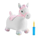 Hüpfpferd | Aufblasbares Plüsch Springtier Hüpftier | Interaktives Plüschspielzeug Für Mädchen Vorschulkinder Spielplatz Park Garten