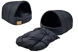 ODOLPLUSZ Hundehütte Hundehöhle Exklusives Haus Hund oder Katze | 2 Größen Komfortabel und Waschbar (Schwarz, M)