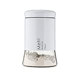 KHG Mehldose 500g, Aufbewahrung Mehl luftdicht, Vorratsdose aus Edelstahl & Glas, weiß & rund, Mehl Behälter Höhe 18 cm, 11,5 cm ∅, partiell blickdicht