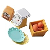 UPKOCH Miniatur Backset Für 9 Teiliges Set Mit Küchenwaage Eierkorb Und Backzubehör Für Puppenhaus Und Kreative Spielideen Ideal Für Kleine Bäcker Und Puppenhausliebhaber