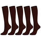 5 Paar Kompressionsstrümpfe, kniehohe Stützstrümpfe für Männer und Frauen, Countdown-Strumpf, coffee, XXL