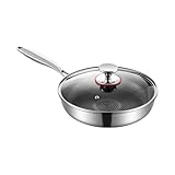 Antihaft- – Edelstahl-Antihaft-, Kochgeschirr, Bratpfanne, leicht, mit Deckel, kratzfestes Kochgeschirr für Saute-Mahlzeiten, Kochen, Backen, Wohnung, Küche, Grillen, Zuhause