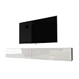 Selsey Kane – TV-Lowboard hängend/stehend 180 cm (Weiß Matt/Weiß Hochglanz)