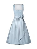 AMUSELIEBE Dirndl Damen Midi, Damen Reißverschluss Vorne Dirndl, Trachtenkleid mit Trachtenrock und Dirndlschürze für Karneval Oktoberfest Party Kostüm