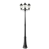 Lindby Mastleuchte, Wegeleuchte 217 cm Aussenleuchte Stehlampe Gartenlaterne IP44 Gartenlampe Außenleuchte Wegelampe Hof 3x E27 ohne Leuchtmittel