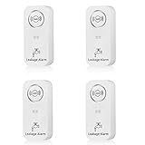 Wassermelder Wasseralarm Leck und Tropfen Alarm 90dB Sirene Kabelloser Wassersensor Wasserdetektor für Badezimmer, Waschküche, Küche (4er Pack)