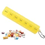 7 Tage Pillen Organizer - Clear Daily Box | Der staubsichere Medizinorganisator, Mini -Medikamentenspeicher für Fischöle, Ergänzungsmittel, bietet eine sichtbare Durchsicht für die schnelle Erkennung