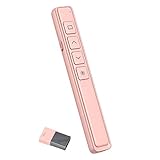 Neoreser Drahtloser Presenter, 2,4 GHz kabellose USB PPT Presenter Fernbedienung, 50m Fernbedienungsabstand, Unterstützung von Hyperlink und USB-Aufladung (Rosa)