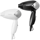 Bomann Reisehaartrockner | kompakte Größe | 1200 Watt | 2 Temperatur-/Leistungsstufen | Formdüse 360° drehbar (abnehmbar) | Aufhängeöse | Fön | HT 8002 CB schwarz oder weiß