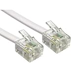 12M langes RJ11-Kabel Telefonkabel, 6P4C Westernkabel RJ11 auf RJ11 Stecker Flachkabel Telefondose Modem Router Fax ISDN DSL VDSL Internet, Weiß, 12 Metre
