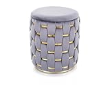 SIGNAL MEBLE Tiara, Samt Pouf mit Stauraum, Grau, 37x37x42 cm, Gepolstert, Runder Sitzhocker, Fußhocker mit Deckel, Moderne Aufbewahrung