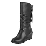 Generisch Stiefel Damen, Damenschuhe herbste, Damen Boots Schwarz, Damen Schuhe Herbst Winterstiefel Winter Weitschaftstiefel Boots Stiefel Flach Stiefeletten Elegant Damenstiefel Langschaftstiefel
