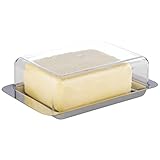 APS 63 Kühlschrank-Butterdose – hochwertiger Edelstahl Butter Behälter Made in Germany – langlebig und nicht rostend 16 x 9,5 x 5,5cm, nicht spülmaschinenfest