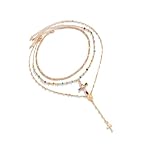 Hkfgdjdl Einfache Halskette mit gekreuztem Anhänger, verstellbare Kette, leicht, mehrschichtig, Schmuck für Damen im Alltag und zu besonderen Anlässen