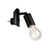 BRILONER - Leselampe Bett für die Steckdose, Ein-/Ausschalter, schwenkbar, E27, Wandleuchte Innen, Steckdosenlampe, Steckdosenlicht, Wandlampe mit Schalter, Steckdosenleuchte, 9,5x6,7x7,8 cm, Schwarz