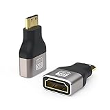 VMOJO 8K Mini HDMI Stecker auf HDMI Buchse Adapter, 48 Gbit/s, HDMI 2.1 Version Verlängerungsadapter Konvertierung für Laptop, Kamera, HDTV, Unterstützung 8K@60Hz/4K@144Hz (2 Pack)