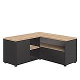 TemaHome TV-Schrank Ecke, 90 x 90 x 45 cm, Schwarz und Eiche, 90x90x45 cm
