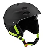 Schwarzer Wassersport- und Skihelm, mit Ohrenschützern und Belüftung für Extremsportarten