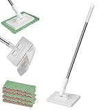Wischmopp Mit Druck-Klemm-System, Mini-Bodenreiniger Mit 4 Wiederverwendbaren Tüchern, Wischer Mop Ohne Händewaschen, EIN K-nopf Zum Wechseln, Einziehbare Mini-Mopps Für Hartholzfenster