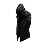 MYZTTZR Norse Symbols,L, Wikinger Kapuzenpulli Mittellang Frühling Herbst Herren Cool Cosplay Kostüm Nordischer Mythos Umhänge für Söhne von Odin Geschenk